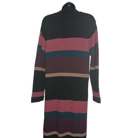 Torrid Black and Pink Striped Long Sleeve Sweater Dress - Picture 1 of 9